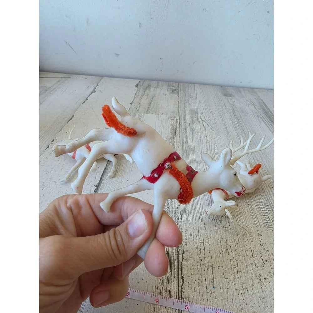 Vintage plastic reindeer Xmas statue figurine decor deer slay